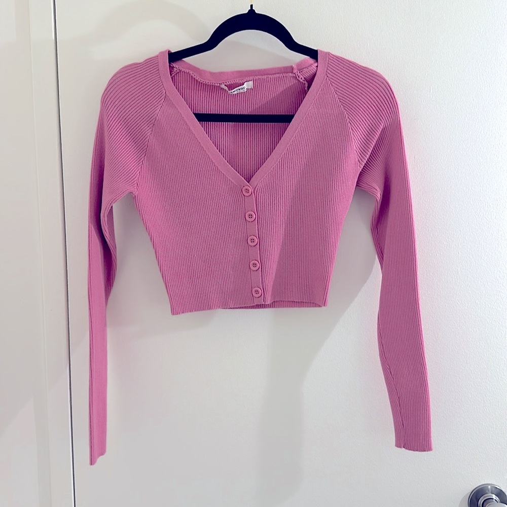 Button Ribbed Top in Pink - Picture 3 of 6